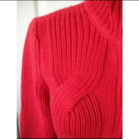 TOMMY HILFIGER CARDIGAN CHUNKY KNIT SWEATER RED SMALL WOMENS SMALL - Picture 6 of 7